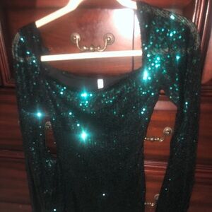 lucy in the sky worn once sparkle green